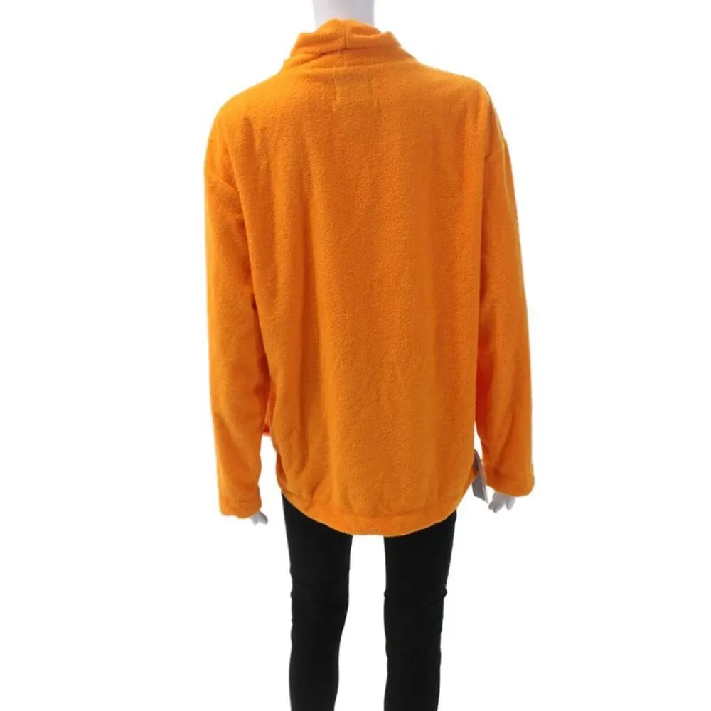 Urban Outfitters Womens Drawstring High-Neck Side Slit Sweatshirt Orange Size XS